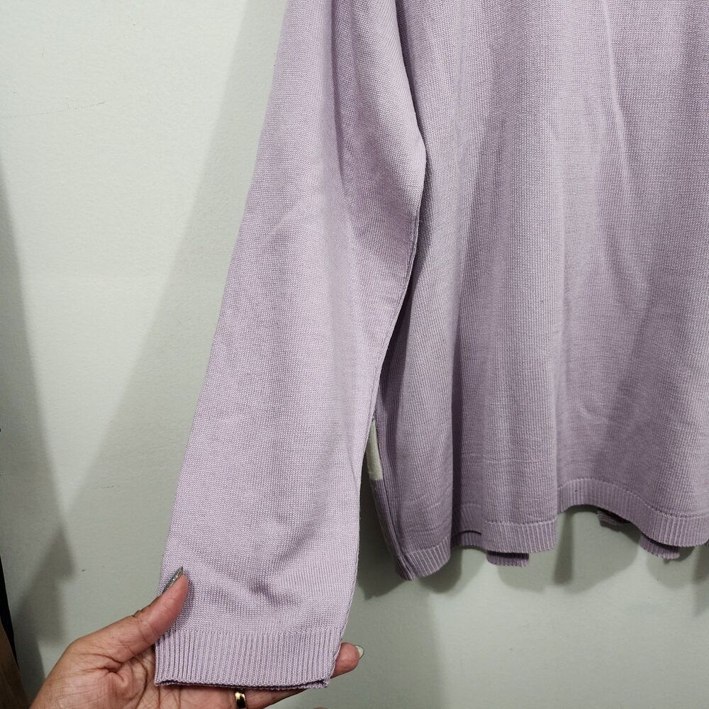 Alfred Dunner Blurred Stripes Knit Cardigan Button-front Purple White Womens L - Picture 12 of 14